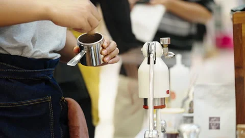 Close up of barista hands making Video stock 164819105