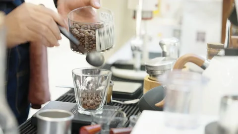 Close up of barista hands making Video stock 164819270