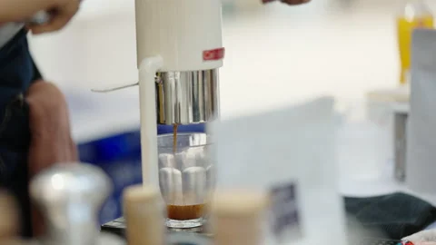 Close up of barista hands making Video stock 164822395