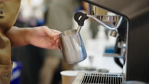 Close up of barista hands making Video stock 164822638
