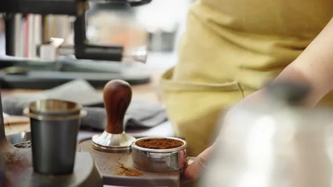 Close up of barista hands making Video stock 164823093