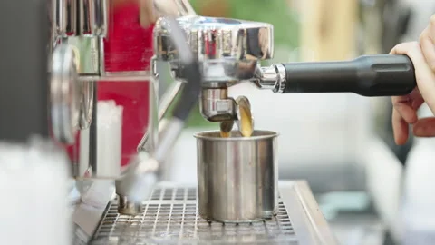 Close up of barista hands making Video stock 164844066