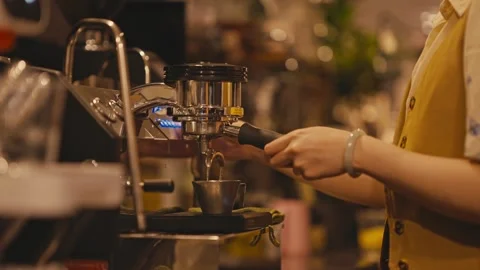 Close-up of barista making espresso Video stock 319540200