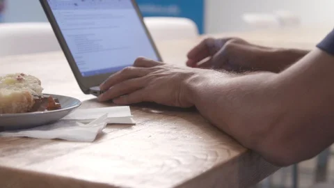 Close-up Barista Putting Down Cup Stock Footage 129032384