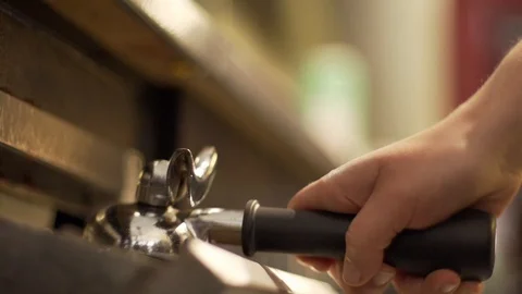 Close up of barista throwing away used coffee in slow motion, Portugal Stock-Footage 129067904