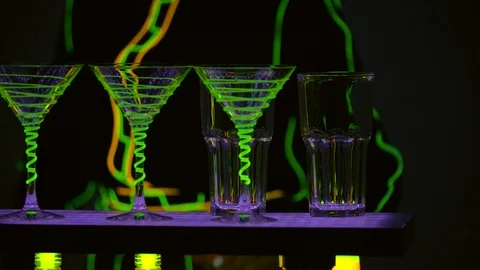 Close up barmaid show. Performance. Barmaid is juggling and pouring alcohol Stock Footage 122248549
