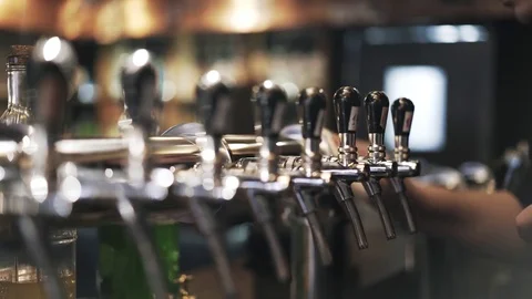 Close up of bartender s hands cleaning taps Stock-Footage 75161728