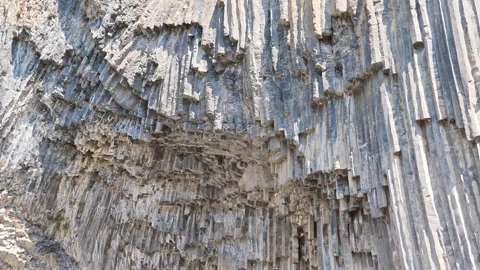 Close-up of basalt columnar joint formations Stock Footage 341776116