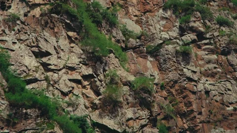 Close Up of Basalt Rock Texture on Mountain Cliff Stock Footage 333432431