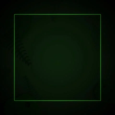 Close-up of a baseball with a green neon square overlay, symbolizing sports.. Stock Footage 346283201