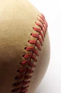 Close up of a baseball stitched Stock Photos