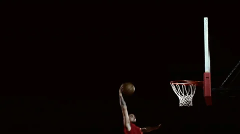 Close up of a basketball dunk. Видео