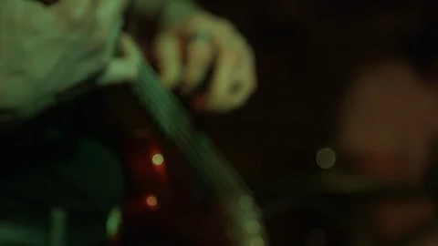 Close Up of Bass Guitar Player Doing Solo 스톡 동영상 129199809