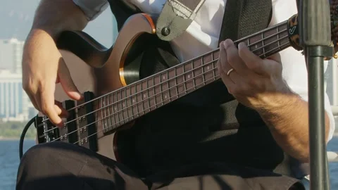 Close Up of Bass Player  Stock Footage 209460479