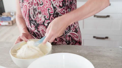 Close-up of Batter Being Whisked in Bowl for Apple Cake Stock Footage 337780995