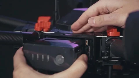Close-up of the battery installation. Drone assembly Video stock 244734279
