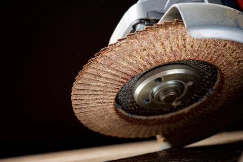 Close-up of a battery-powered electric angular grinder 스톡 사진