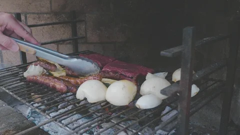Close up of BBQ being used Stock Footage 88903607