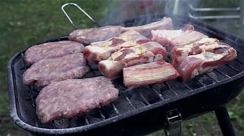 Close up of bbq cooking on grill Stock Footage 65133741
