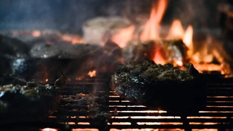 Close up BBQ fish. The process of making fish steaks. Stock Footage 113993999