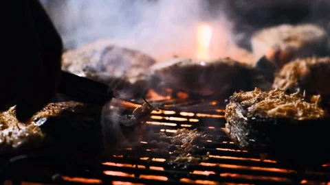 Close up BBQ fish. The process of making fish steaks. Stock Footage 113994041
