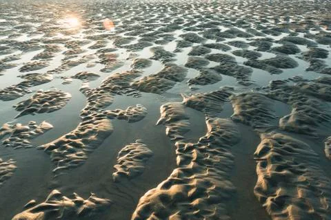 Close up of beach with beautiful sunlight Stock Photos