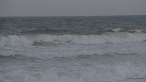 Close up of a beach on a Cloudy Sunset in New York (unedited) Stock Footage