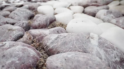 Close-up of beach natural cobblestone floor texture Stock Footage 309885145