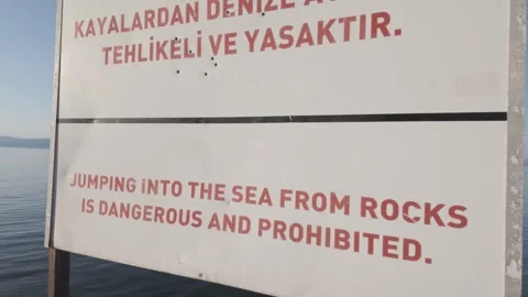 Close Up of Beach Warning Sign Stock Footage 310945730