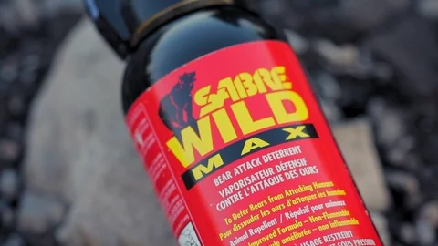 Close up of bear pepper spray. 스톡 동영상 116915153