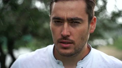 Close up, bearded man seriously looking at camera, Stock Footage 133203955