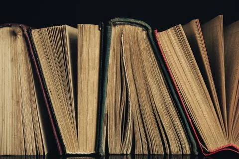 Close up  beautiful  ancient books pattern background for design. Stock Photos