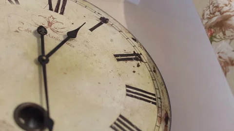 Close-up beautiful, antique clock with decorations. Roman numerals.Time is 12:30 Stock Footage 47630759