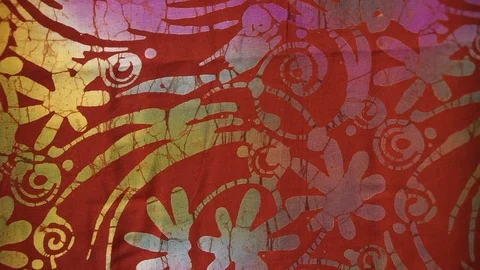 Close up beautiful batik fabric painting details Video stock 109192566