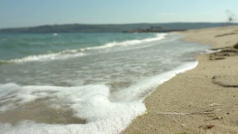 Close Up Beautiful Beach Sand Texture On The Beach Video stock 129419695