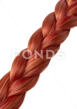 Close-up of beautiful braided red hair on transparent background Modello PSD