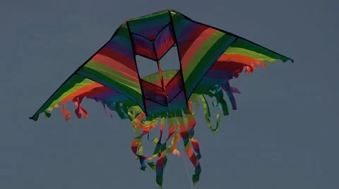 Close-up of beautiful bright kite against blue clear sky Stock Footage