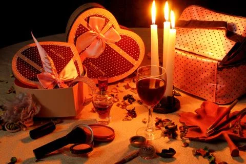 Close up, beautiful composition with candles Stock Photos
