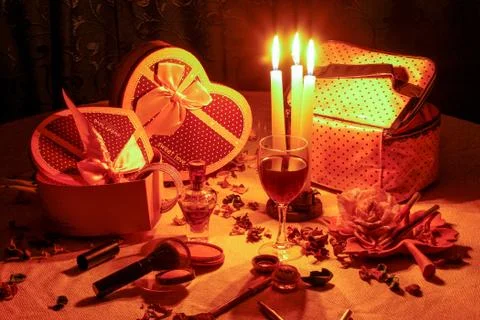 Close up, beautiful composition with candles Stock Photos