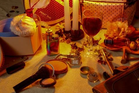 Close up, beautiful composition with candles Stock Photos