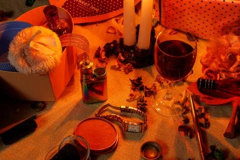 Close up, beautiful composition with candles Stock Photos