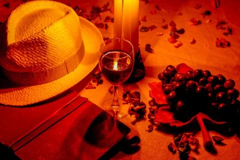 Close-up, beautiful composition in the dark room with candles Stock Photos