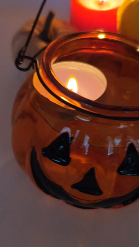 A close-up of a beautiful Halloween lantern Stock-Footage 319790425