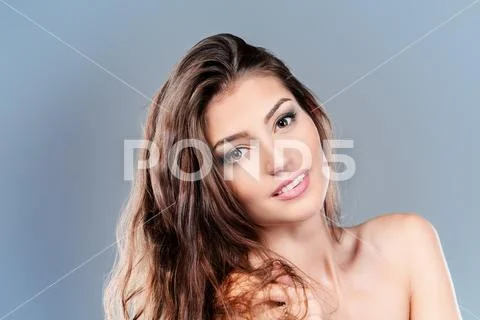 Close-up of beautiful Lady. Natural pure beauty. Make-up concept. Stock Photos