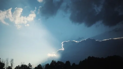Close up beautiful sky with clouds frame moves forest woods nature ecology green Stock Footage 94240118