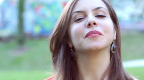 Close up of beautiful smiling and  laughing young woman Video stock 24702037