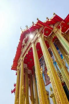 Close up beautiful temple with sky Stock Photos
