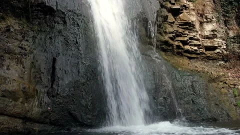 Close-up of a beautiful waterfall in forest Stock Footage 237598903