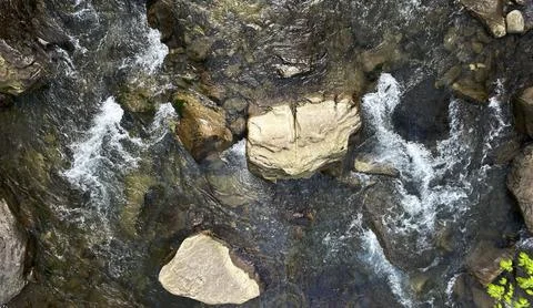 Close-up beautiful waterfall in the forest Stock Photos