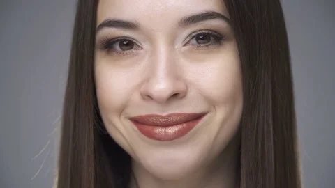 Close up beautiful woman's face Stock Footage 73113747